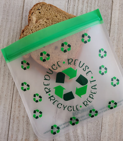 "REDuce REUse RECycle REPeat" Sandwich (4-Pc) -Reusable, Eco-Friendly Bag Set