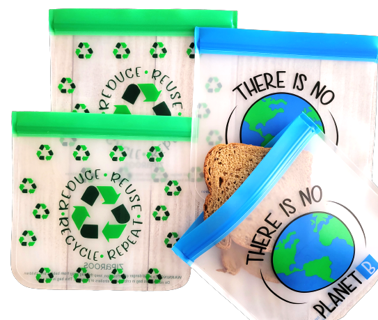 Reusable Large Sandwich (Quart) Bags | Eco and Kid-Friendly- 2 Pack